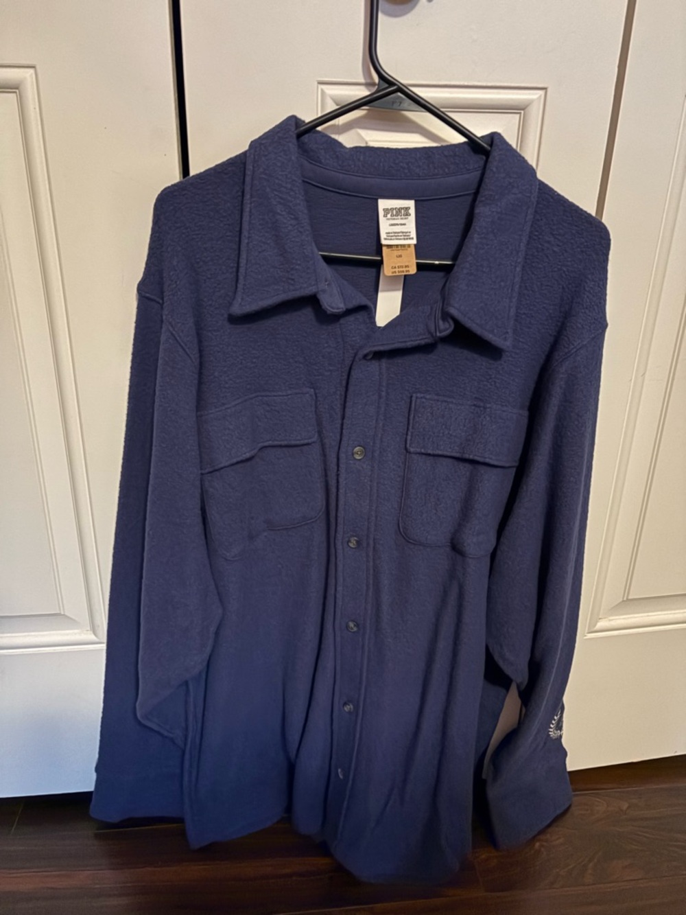 PINK Victoria's Secret Navy Fleece Button-Up